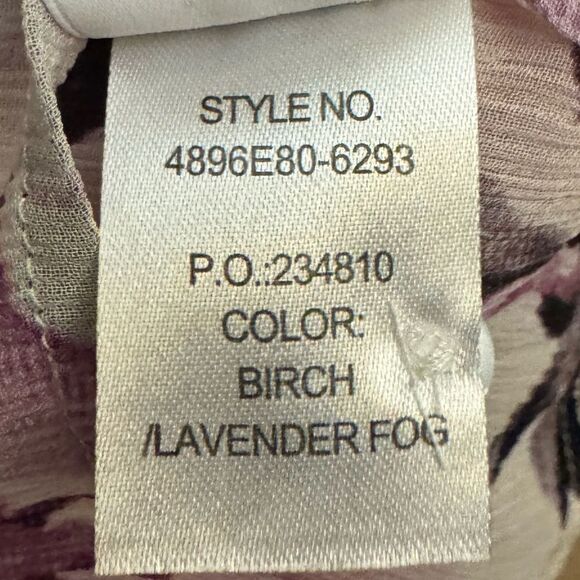 PAIGE Size Small Lavender Floral Silk Ruffle Long Sleeve Blouse - Picture 12 of 12